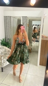 VESTIDO BOHO CURTO VERDE ESCURO BORDADO (U)