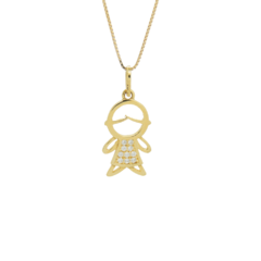Pingente Menino Ouro 18k com Zircônia