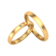 Aliança Italiana com pedra Ouro 18K 3mm
