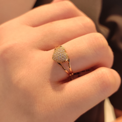 Anel Chuveiro Coração Zircônia Ouro 18k - comprar online