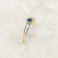 Anel Formatura com Zircônia redonda azul em ouro 18k - comprar online