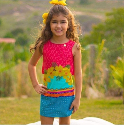 Vestido MENINA INFANTIL Hibisco Vermelho - 766