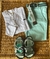 Conjunto MENINO MINI Bata Branca e Bermuda Azul Clara - 1387