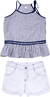 Conjunto MENINA TEEN Blusa Listrada e Short Branco -2923 - comprar online