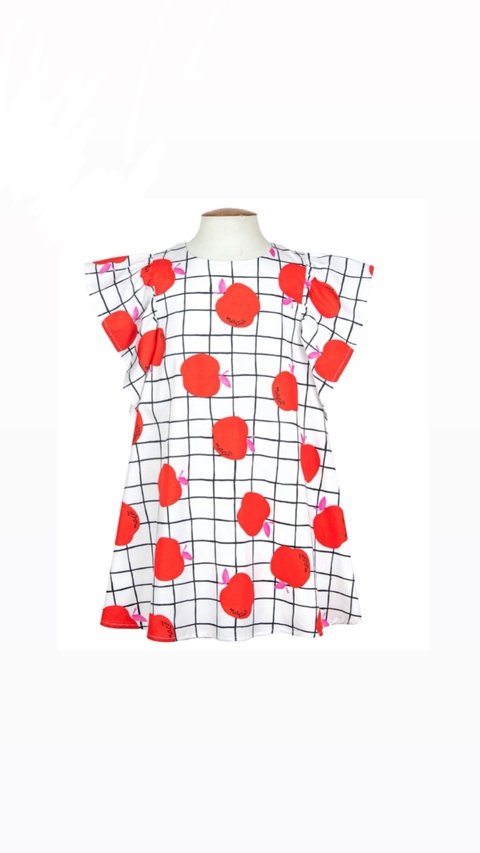 ??? Vestido MENINA INFANTIL Festa Trapézio Maçã - 21605