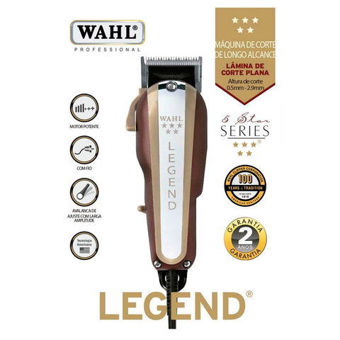 Máquina de Corte Legend Longo Alcance Vermelha Cinza Wahl 127V