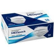 Kit Máscara Descartável com 3 Camadas 50 Unid Medpack