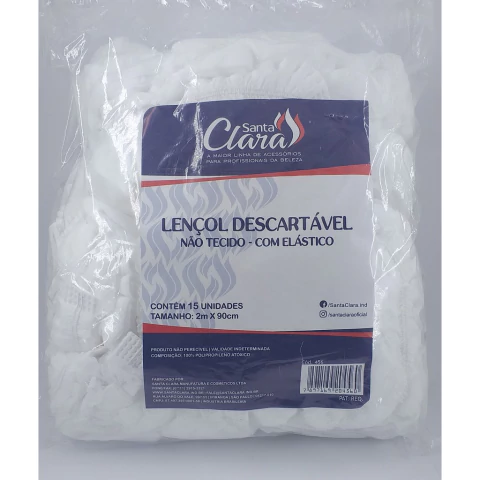 Lençol Descartável Não Tecido - Com Elástico 15 Unidades Santa Clara