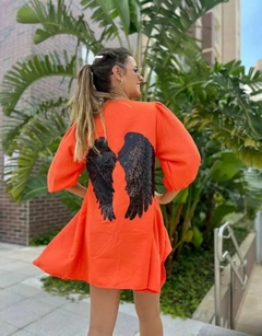 0418 Kimono Aplicação Asa Preta