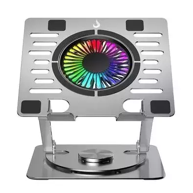 Base Articulada em alumínio com Cooler para Notebook e Tablets Rise Mode Até 17", Galaxy Gray X5, RGB, com Cooler - RM-CN-05-RGB