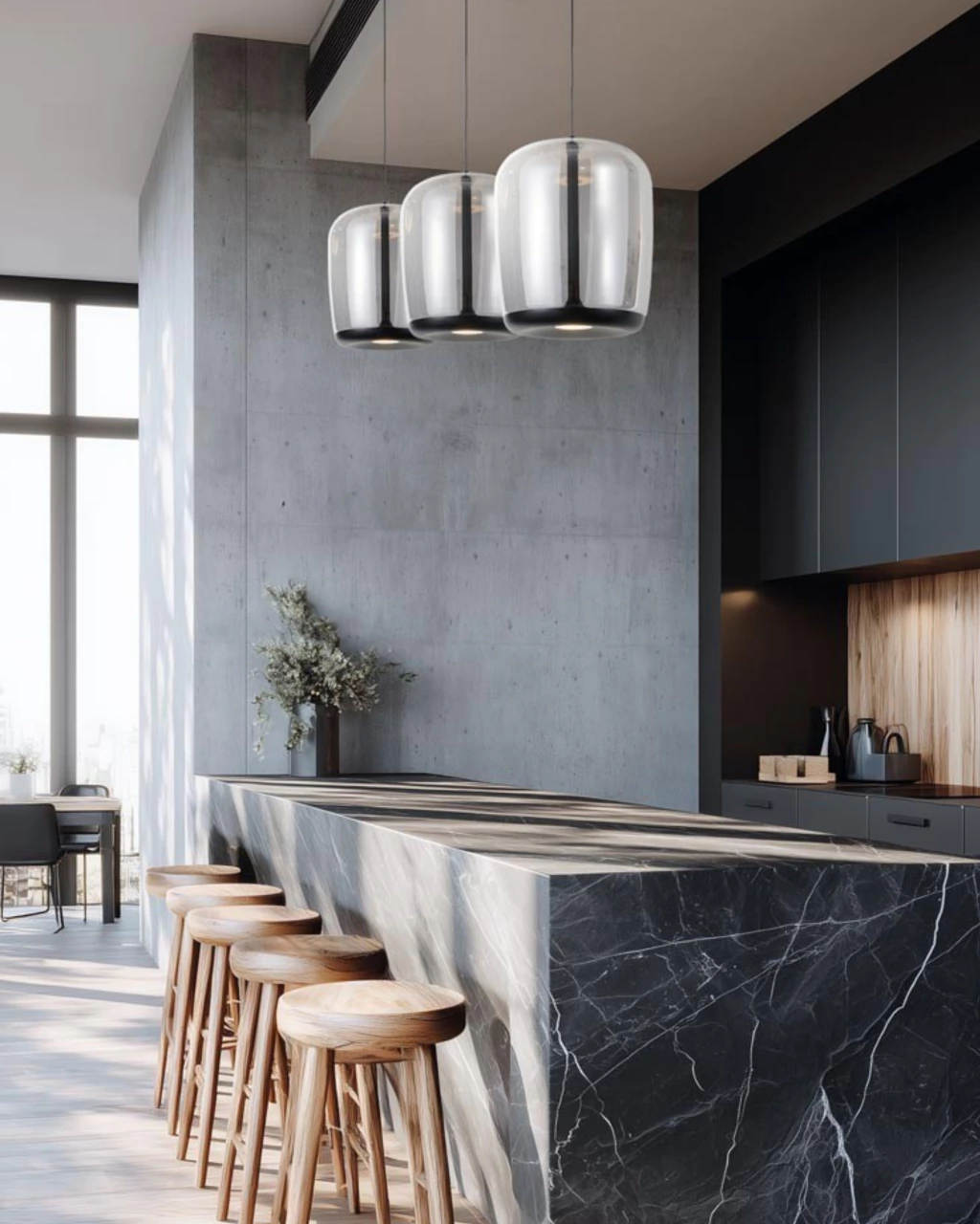 Colgante ATENAS de Vidrio Gris Fume de LED 12w + 26w Ø 35,6cm Moderna Dabor