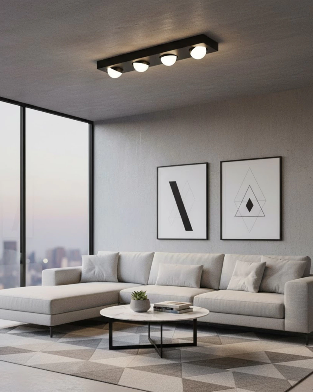 Plafón LIO 4 Luces Lineal 4 x 6.8W LED Dimerizable Sistema Magnetico de Orientación Ronda Iluminación