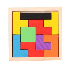Tangram tetris quebra-cabeça de madeira 3d colorido na internet