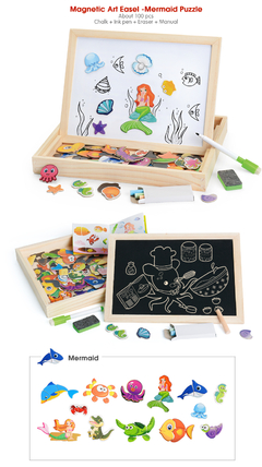 ABRA CADABRA CRIANDO MINHA HISTORIA cOM 100 peças de madeira magnética quebra-cabeça figura/animais/veículo/circo com 5 placa diferentes - planet sensorial - Jogos Sensoriais, Jogos pedagógicos e Educacionais