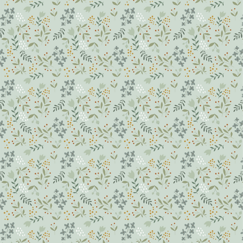 Papel de Parede Celulose Floral Cute Verde