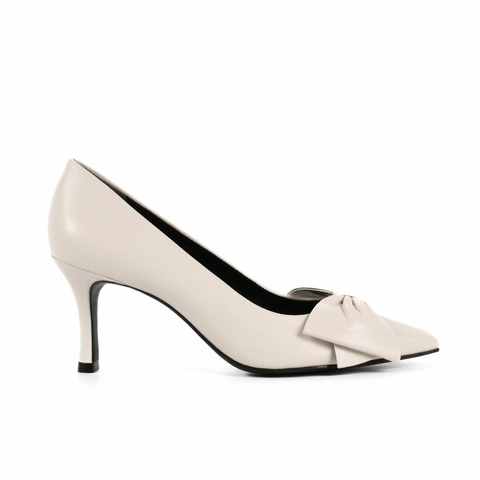 SCARPIN OFF WHITE LAÇO COURO