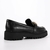 Loafer Preto Bridão Tratorado Couro - Dona Santa