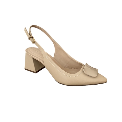 SLINGBACK NATA SALTO MEDIO BLOCO COURO