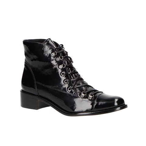 BOTA CANO CURTO AMARRAÇÃO VERNIZ PRETO