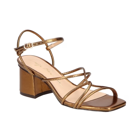 SANDÁLIA SALTO BLOCO TIRAS BRONZE