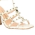 SANDÁLIA GLADIADORA TACHAS SALTO BLOCO ALTO BRANCO GELO - loja online