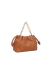 BOLSA SLOUCH MÉDIA COM ALÇA DE CORRENTES EM COURO CARAMELO - Dona Santa