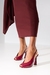 SCARPIN PEEP TOE EM COURO MARSALA FECHAMENTO SLINGBACK E SALTO ALTO FLARE na internet