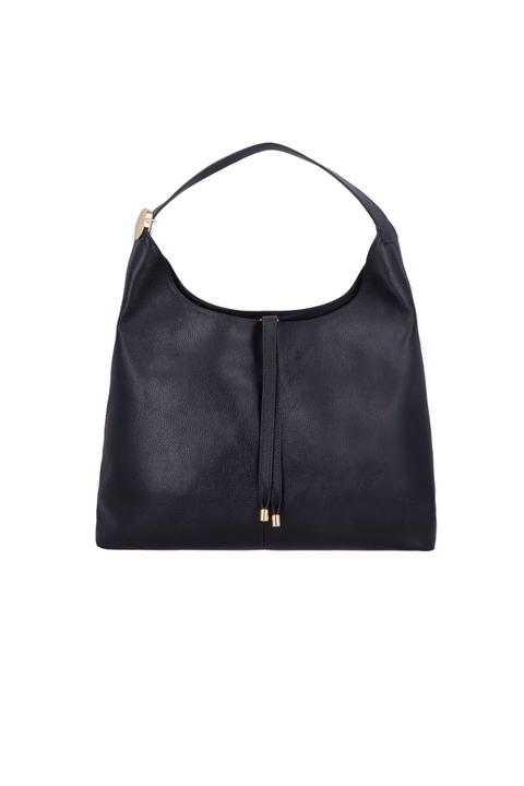 BOLSA HOBO EM COURO PRETO MÉDIA - comprar online
