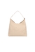 BOLSA TOTE PEQUENA EM COURO BEGE NATA COM PLACA DECORATIVA - Dona Santa