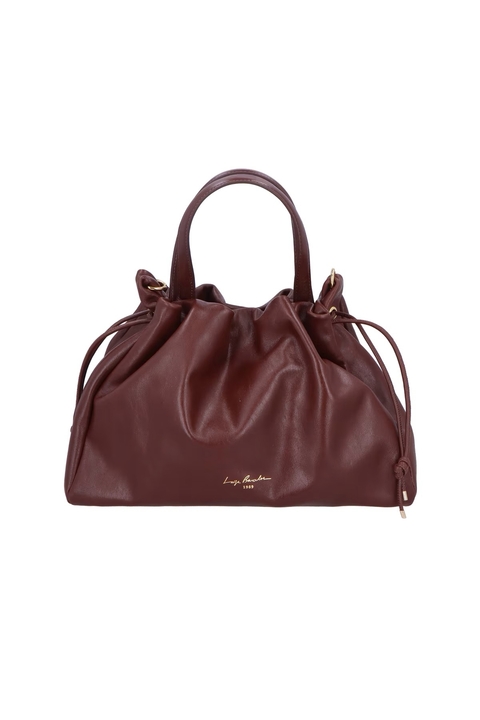 BOLSA COM FECHAMENTO POR NÓS E ALÇA DE MÃO E CROSSBODY EM COURO CAFÉ GRANDE - comprar online