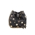 BOLSA BUCKET EM COURO PRETO COM ENFEITES METÁLICOS PEQUENA - comprar online
