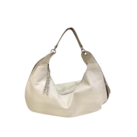 BOLSA HOBO OFF WHITE EM COURO