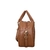 BOLSA GRANDE EM COURO CARAMELO COM CADEADO DECORATIVO E ALÇA CROSSBODY - Dona Santa