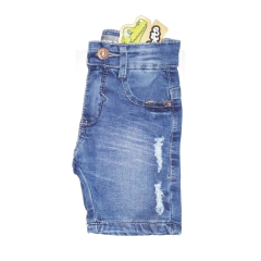 Imagem do Bermuda infantil masculina, jeans estonado destroyed - Ref. 13202