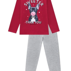 Conjunto Infantil Feminino, Moletinho Menina Sweeter Bordô Ref. 53999 - comprar online