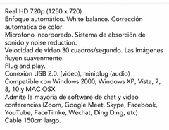 camara web model. HD 720P - Nuevo Horizonte