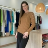BLUSA EM TRICÔ COM DETALHES VAZADOS CARAMELO