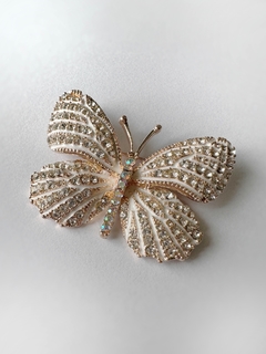 BORBOLETA STRASS BRANCA com rosê