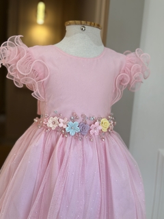 Vestido rosa bordado TAM 1 e 2 na internet