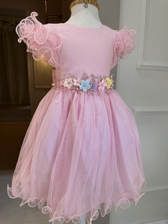 Vestido rosa bordado TAM 1 e 2 - comprar online