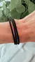 Pulsera Gamuza Tres Tiras Negra