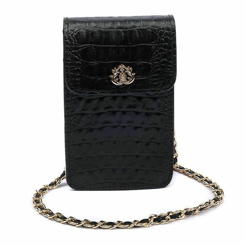 PHONE POUCH COM TAMPA EM COURO