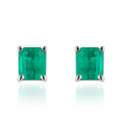 Brinco Esmeralda 6x7mm cada Ouro 10K