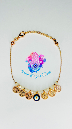 Pulsera Cadena Dorada - Ojo Turco-Tugra - tienda online