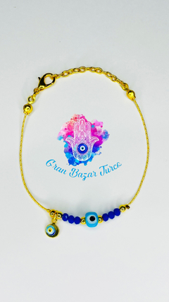 Pulsera Cadena Dorada - Doble Ojo Turco - comprar online