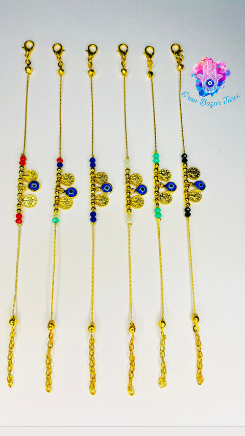 Pulsera Cadena Dorada - Ojo Turco-Tugra