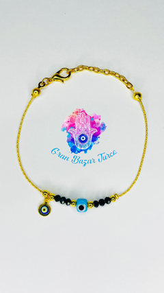 Pulsera Cadena Dorada - Doble Ojo Turco - tienda online