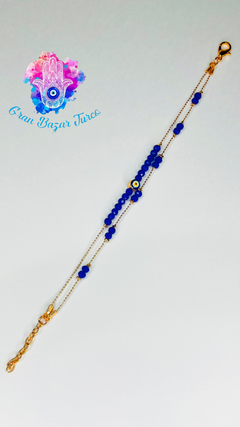 Pulsera Doble Cadena Rosada - Ojo Turco - tienda online