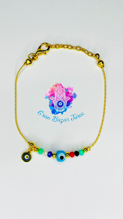 Pulsera Cadena Dorada - Doble Ojo Turco