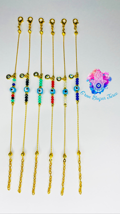 Pulsera Cadena Dorada - Doble Ojo Turco
